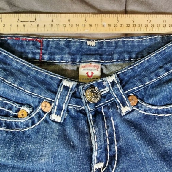 TRUE RELIGION JOHNNY SUPER T DENIM FADE STITCH JEANS SZ 25 RN#112790 - Picture 4 of 6